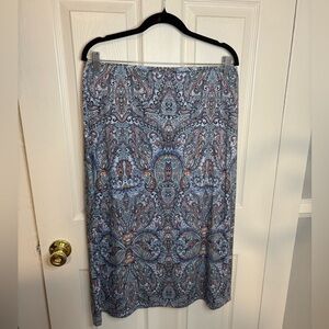 J. Jill Paisley Pull-On Knit Skirt | Size Medium Petite | Boho Comfy Classic